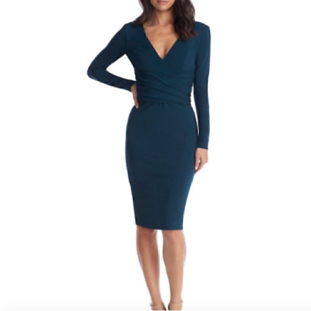 Dress the Population Long Sleeve Teal Dress